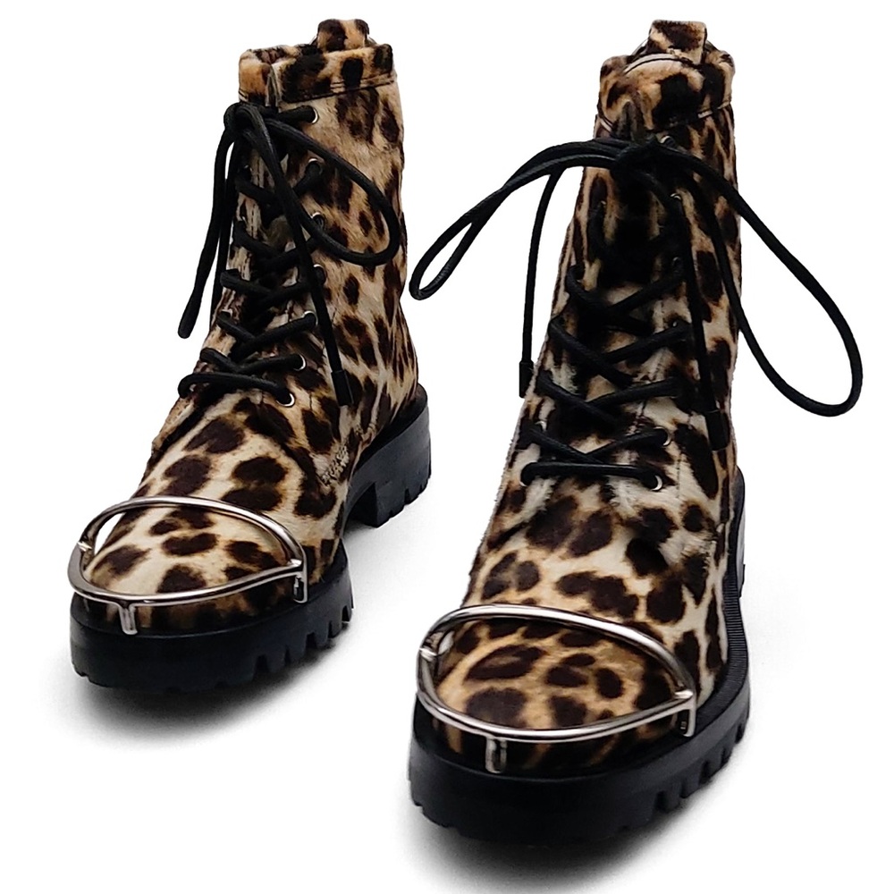 Alexander Wang Lyndon Leopard Print Pony Hair Women's 6.5 US Combat Boots